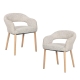 Raimon Furniture Set of 2 Luca Fabric Kitchen Dining Arm Chair Wooden Leg Sand/Natural