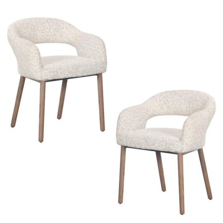 Raimon Furniture Set of 2 Luca Fabric Kitchen Dining Arm Chair Wooden Leg Sand/Brown
