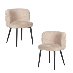 Raimon Furniture Set Of 2 Flavio Fabric Kitchen Dining Chair Metal Legs Latte