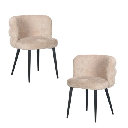Raimon Furniture Set Of 2 Flavio Fabric Kitchen Dining Chair Metal Legs Latte