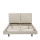 Design Square PU Leatherette Floating Bed Frame With LED Light Double Size Beige