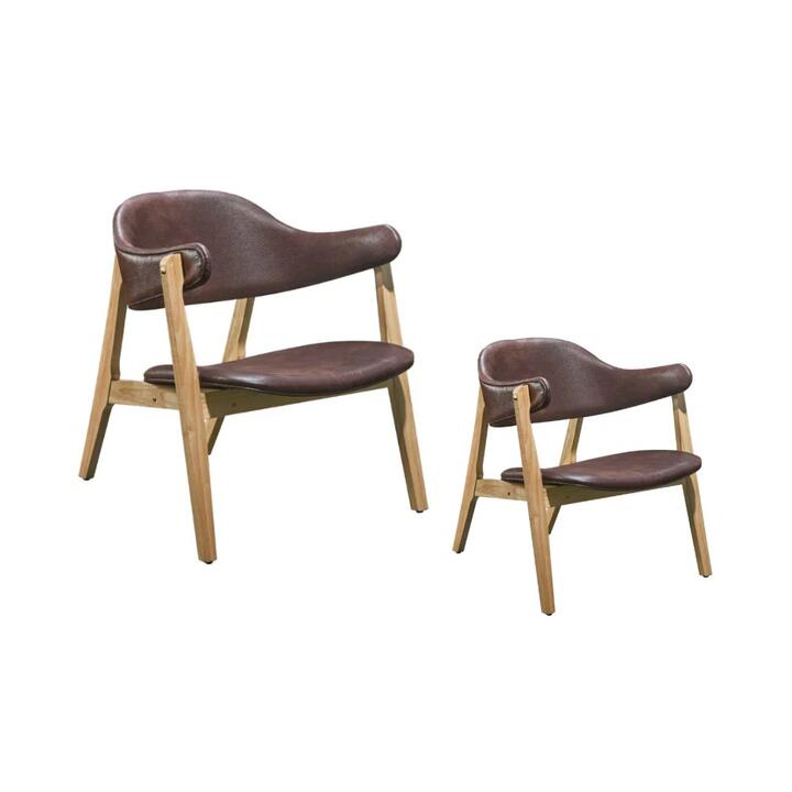 Design Square Set Of 2 Faux Leather Accent Lounge Relaxing Arm Chair Natural Oak