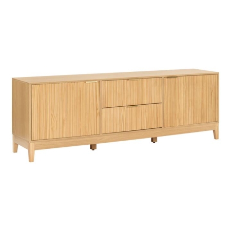 Design Square Raul Wooden Lowline TV Stand Entertainment Unit 180cm 2-Doors 2-Drawers Oak