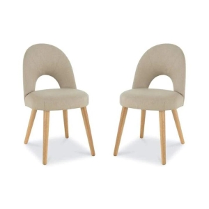6IXTY Set of 2 - Charlie Scandinavian Fabric Dining Chair - Stone