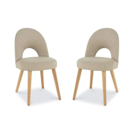 6IXTY Set of 2 - Charlie Scandinavian Fabric Dining Chair - Stone