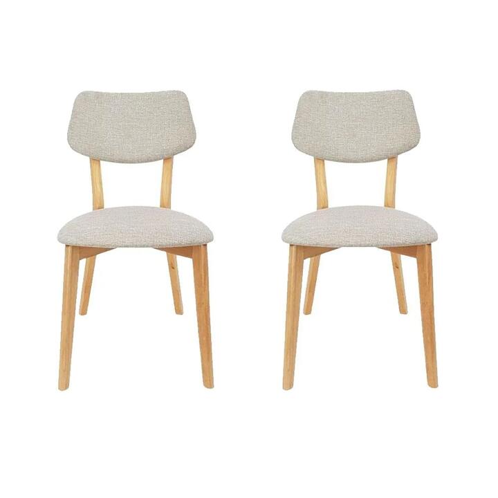 6IXTY Set Of 2 - Jelly Bean Scandinavian Fabric Wooden Dining Chair - Sand