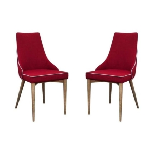 6IXTY Set of 2 - Martini Luxury Scandinavian Fabric Dining Chair - Red