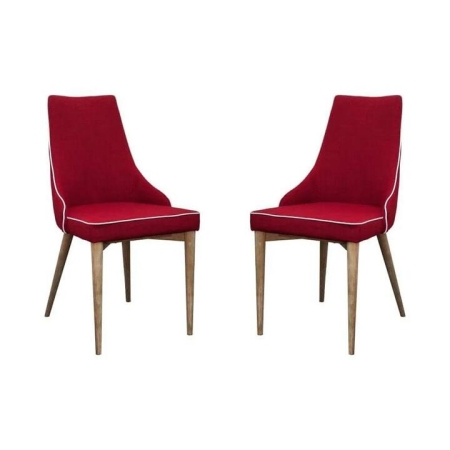 6IXTY Set of 2 - Martini Luxury Scandinavian Fabric Dining Chair - Red
