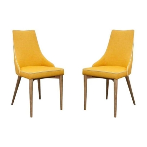 6IXTY Set of 2 - Martini Luxury Scandinavian Fabric Dining Chair - Yellow