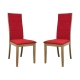 6IXTY Set of 2 - Society Scandinavian Fabric Dining Chair - Oak Wooden Frame - Red