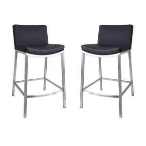 Set of 2 - Amos Bar Stool 66cm - Brushed Frame - Black