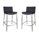 Set of 2 - Amos Bar Stool 66cm - Brushed Frame - Black