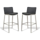 Set of 2 - Amos Bar Stool 76cm - Brushed Frame - Black