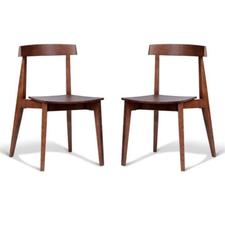 Set of 2 - Masa Ito Oriental Dining Chair - Walnut Timber Seat