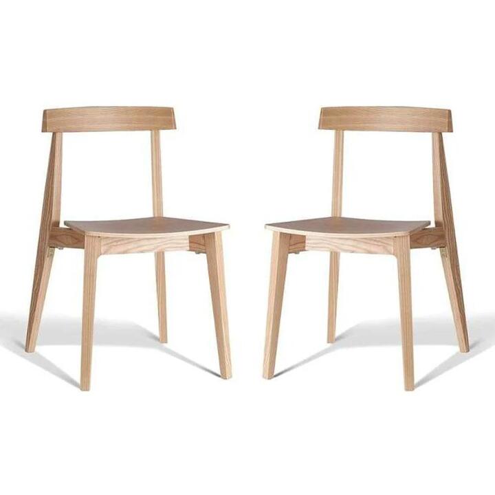 Set of 2 - Masa Ito Oriental Dining Chair - Natural Timber Seat