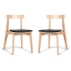Set of 2 - Masa Ito Oriental Dining Chair - Natural Frame - Black Cushion Seat