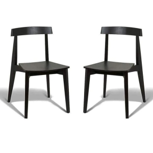 Set of 2 - Masa Ito Oriental Dining Chair - Black Frame - Black Timber Seat