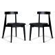 Set of 2 - Masa Ito Oriental Dining Chair - Black Frame - Black Cushion Seat