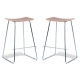 Set of 2 - Porter Nordberg Kitchen Counter Bar Stool 70cm - Chrome Frame  - Natural Veneer Seat