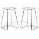 Set of 2 - Porter Nordberg Kitchen Counter Bar Stool 73m - Chrome Frame - Natural Veneer - White Cushion Seat