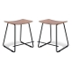 Set of 2 - Porter Nordberg Kitchen Low Stool 47cm - Black Frame - Natural Veneer Seat