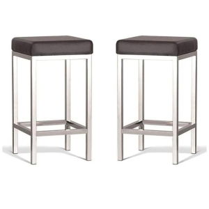 Set of 2 - Borgo Bar Stool 65cm - Polished Frame - Brown