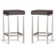 Set of 2 - Borgo Bar Stool 65cm - Polished Frame - Brown
