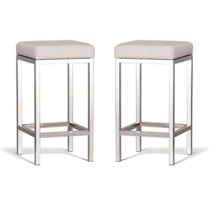 Set of 2 - Borgo Bar Stool 65cm - Polished Frame - Off White