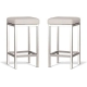 Set of 2 - Borgo Bar Stool 65cm - Polished Frame - Off White