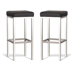 Set of 2 - Borgo Bar Stool 75cm - Polished Frame - Black
