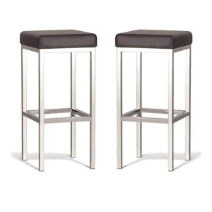 Set of 2 - Borgo Bar Stool 75cm - Polished Frame - Brown