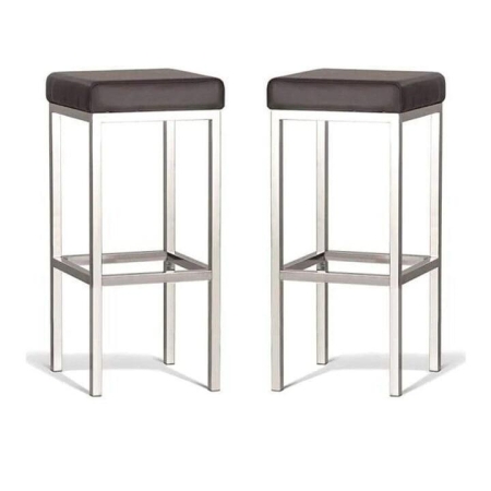 Set of 2 - Borgo Bar Stool 75cm - Polished Frame - Brown