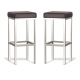 Set of 2 - Borgo Bar Stool 75cm - Polished Frame - Brown