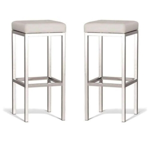 Set of 2 - Borgo Bar Stool 75cm - Polished Frame - Off White