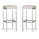 Set of 2 - Borgo Bar Stool 75cm - Polished Frame - Off White