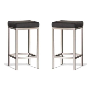Set of 2 - Borgo Bar Stool 65cm - Brushed Frame - Black