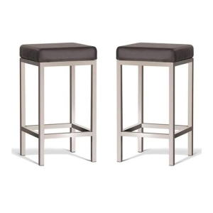 Set of 2 - Borgo Bar Stool 65cm - Brushed Frame - Brown