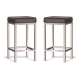 Set of 2 - Borgo Bar Stool 65cm - Brushed Frame - Brown