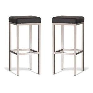 Set of 2 - Borgo Bar Stool 75cm - Brushed Frame - Black