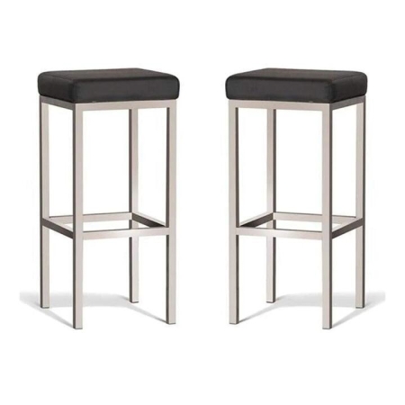 Set of 2 - Borgo Bar Stool 75cm - Brushed Frame - Black