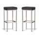 Set of 2 - Borgo Bar Stool 75cm - Brushed Frame - Black