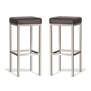 Set of 2 - Borgo Bar Stool 75cm - Brushed Frame - Brown