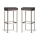 Set of 2 - Borgo Bar Stool 75cm - Brushed Frame - Brown