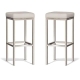 Set of 2 - Borgo Bar Stool 75cm - Brushed Frame - Off White