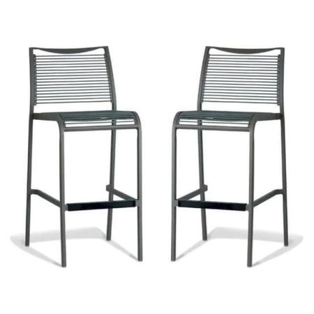 Set of 2 - Wanika Outdoor Bar Stool 75cm - Grey