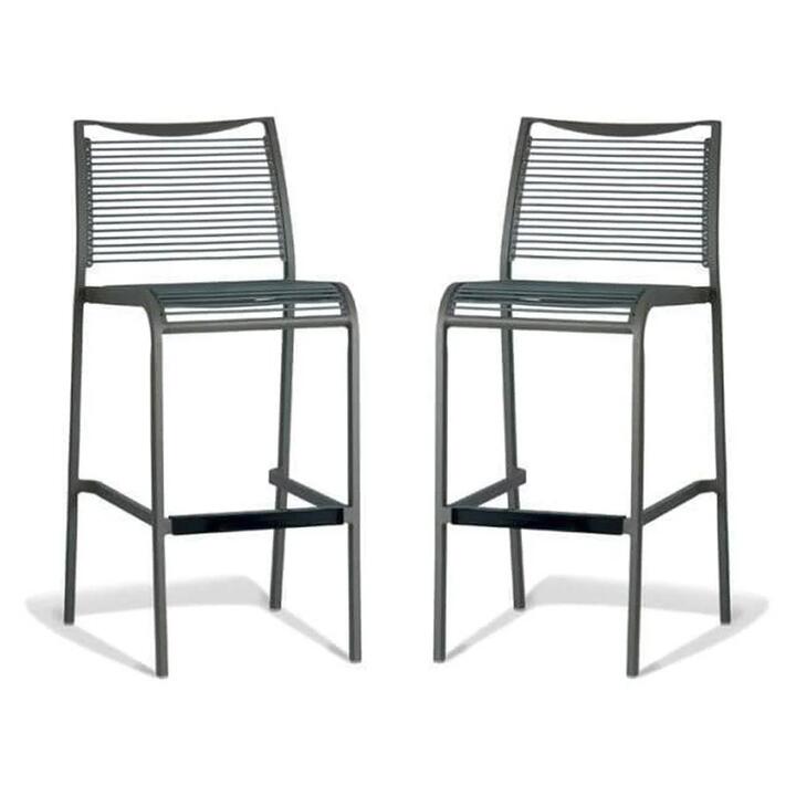 Set of 2 - Wanika Outdoor Bar Stool 75cm - Grey