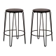 Set of 2 - Storo Bar Stool 65cm - Black Frame - Black Timber Seat