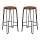 Set of 2 - Storo Bar Stool 65cm - Black Frame - Walnut Timber Seat