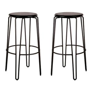 Set of 2 - Storo Bar Stool 75cm - Black Frame - Black Timber Seat