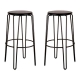 Set of 2 - Storo Bar Stool 75cm - Black Frame - Black Timber Seat